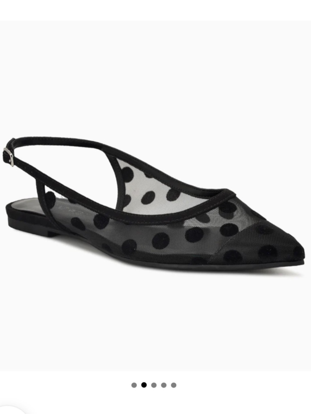 Nine West Black Polka Dot Mesh Slingback Flats